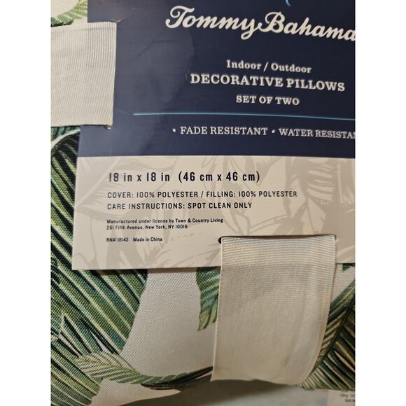 Tommy Bahama Set of 2 Indoor/Outdoor Fade Resistant Pillows 18x18 Palm Leaves - Picture 3 of 5